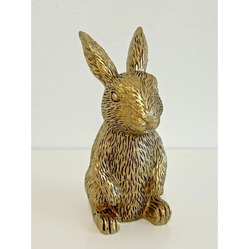 Gold Bunny Rabbit Figurines Set of 8 Mini Decorative Easter Farmhouse